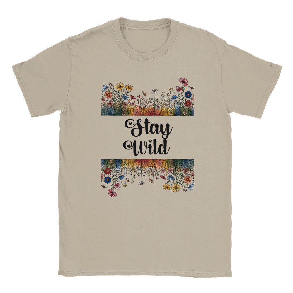 Stay Wild - Floral t shirt funny aesthetic t-shirts for preppy style lovers wildflowers - Sand / S - T-shirt
