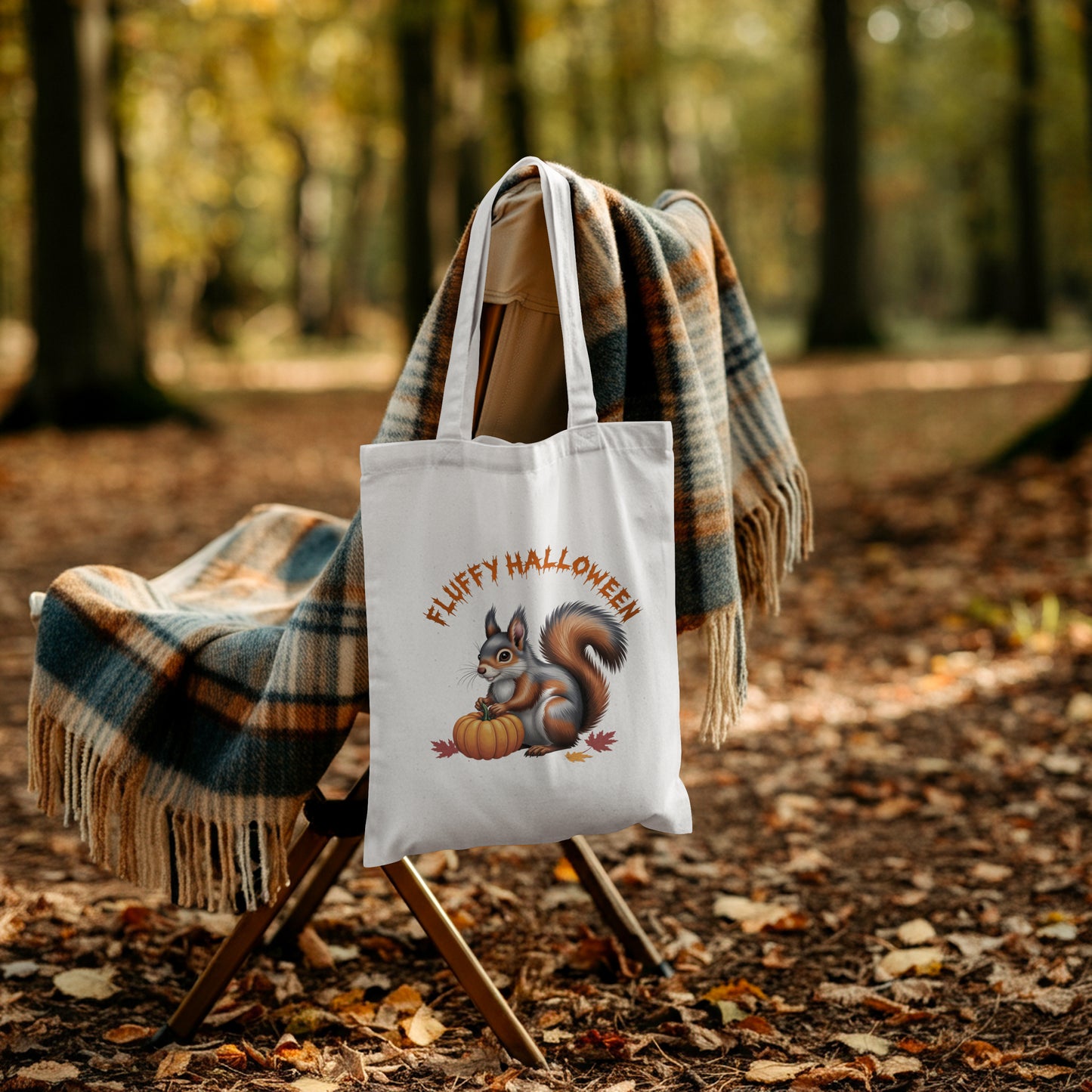 Halloween Organic Tote Bag – Cute Animal Designs 100% Cotton - Squirrel - Tote bag