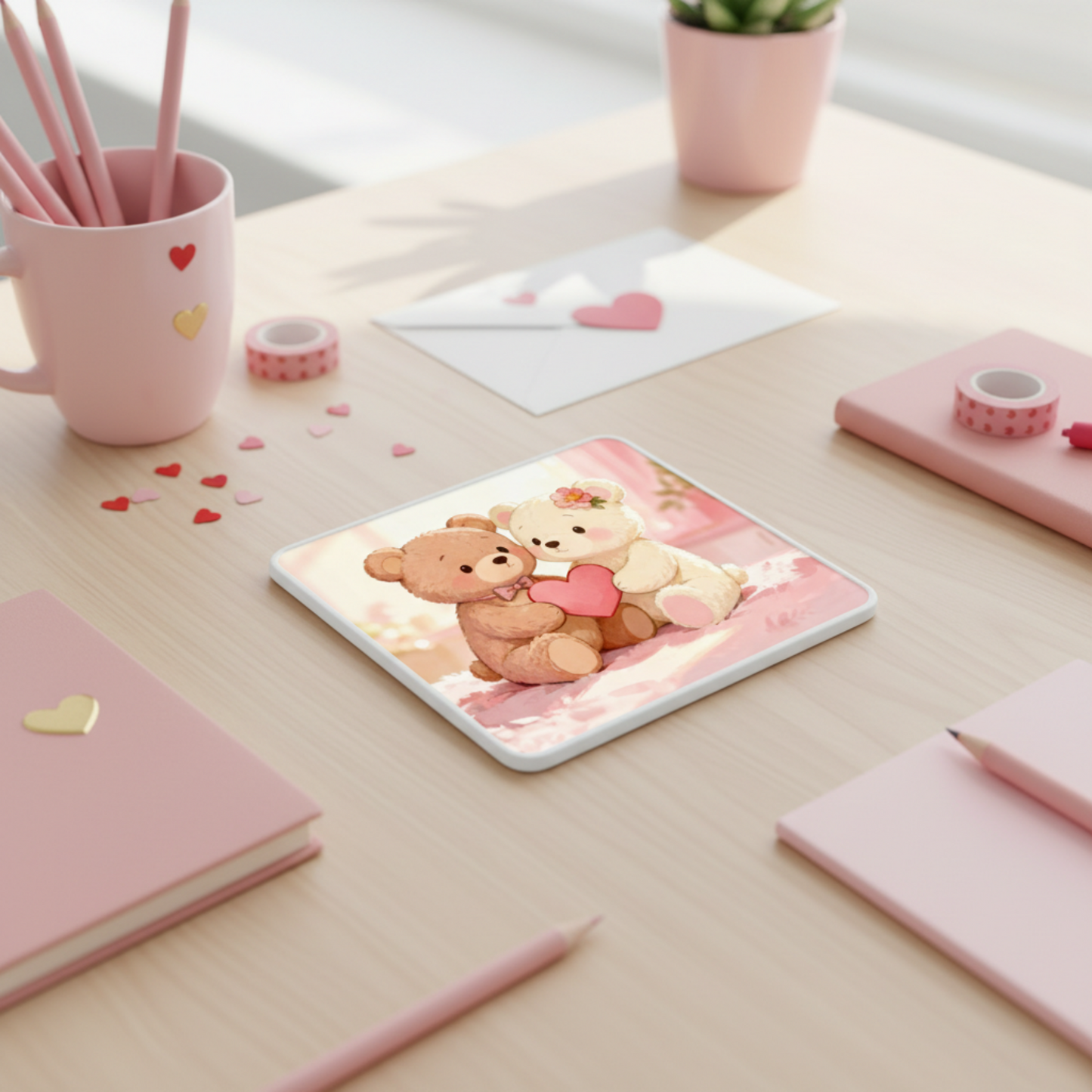 Sip Happens ☕✨ – Ceramic Love Mugs & Washable Coasters for Everyday Romance 5 - Coaster