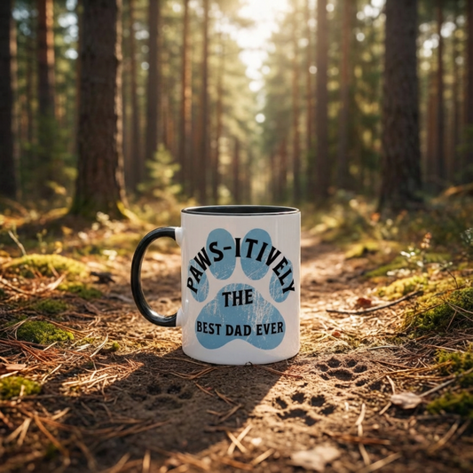 Pawsitively the Best Dad Ever Mug - Dog Lover Gift for Father’s Day - Good Mood Coffee Cup - Print Material