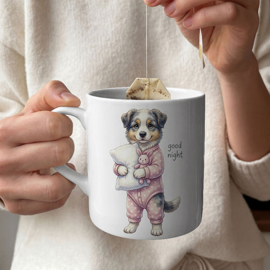 Australian Shepherd Good Night Ceramic Mug – Cute Gift for Dog Lovers