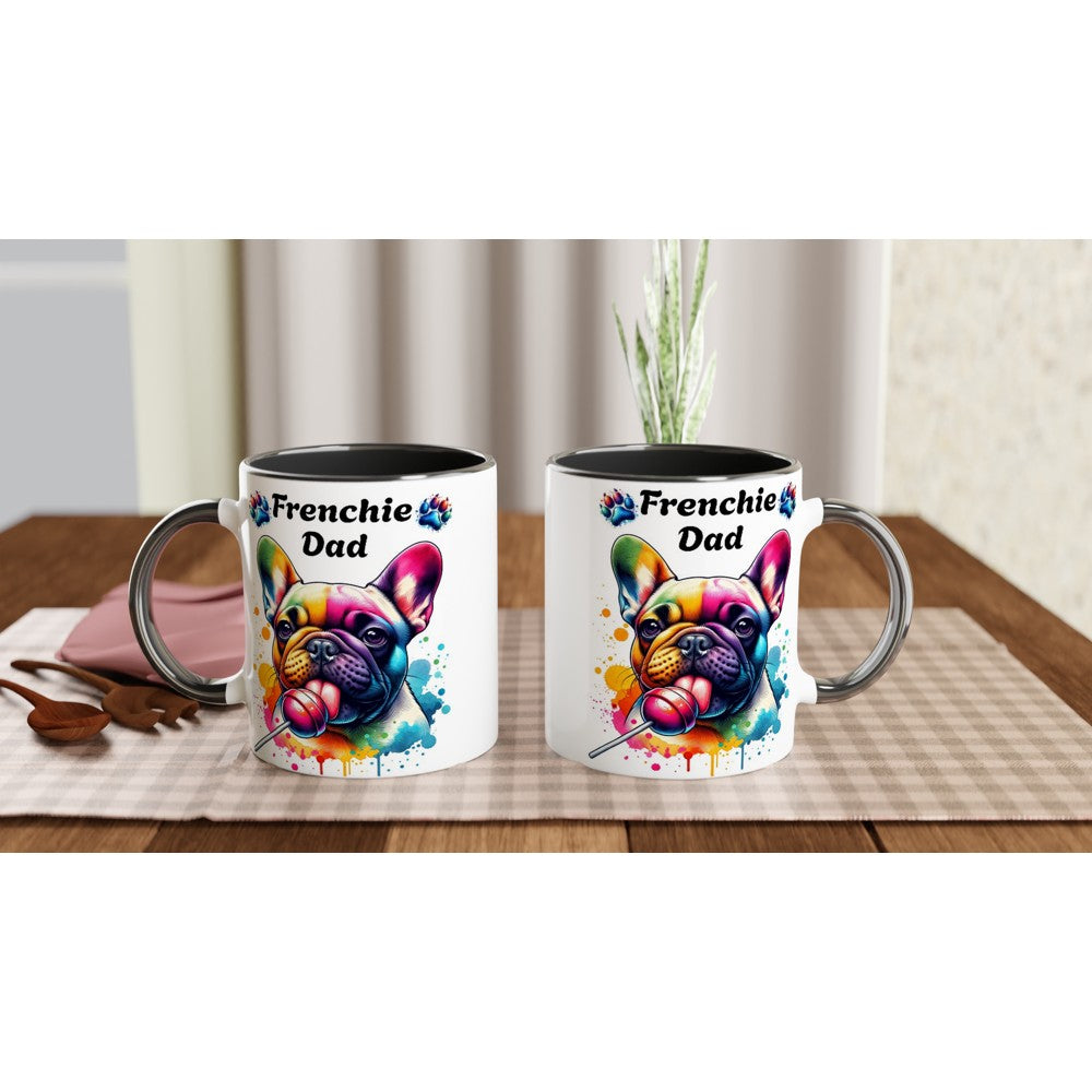 Frenchie Dad mug French Bulldog present for him White 250ml Ceramic Mug with Colour Inside - Print Material