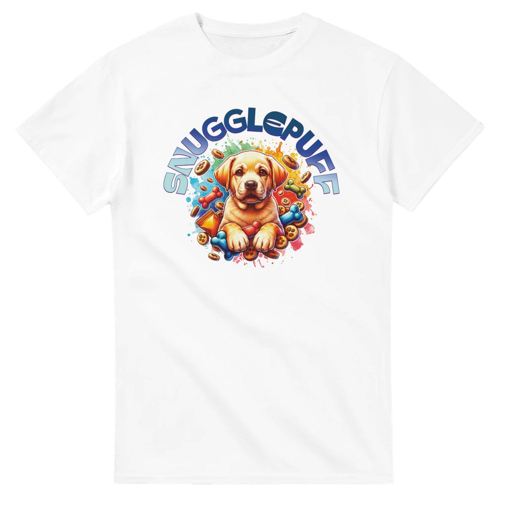 Cute Golden Retriever puppy Snugglepuff colourful T-shirt. - White / S - T-shirt