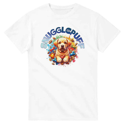 Cute Golden Retriever puppy Snugglepuff colourful T-shirt.