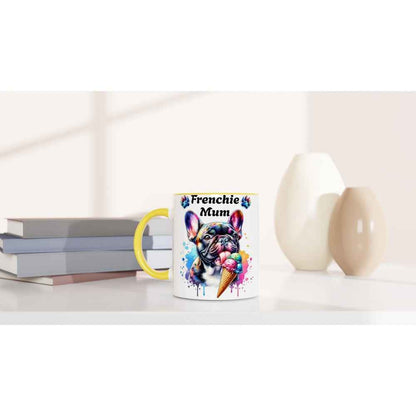 Cute Frenchie Mum 250ml Ceramic Mug – French Bulldog Licking Ice Cream | Gift for Frenchie Mums