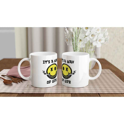Yellow Face Mug for Weed Smokers - Ceramic Coffee and Tea Cup, 'It's a Way of Life' Design