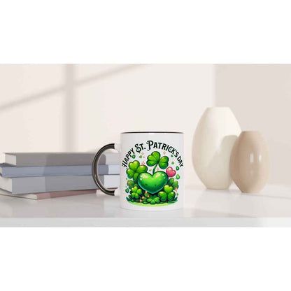 Happy St Patrick's Day Mug - Shamrock Design - Ceramic 250ml Coffee - Tea Cup - Dishwasher & Microwave Safe