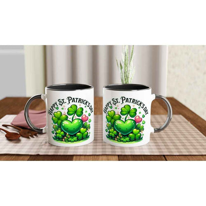 Happy St Patrick's Day Mug - Shamrock Design - Ceramic 250ml Coffee - Tea Cup - Dishwasher & Microwave Safe