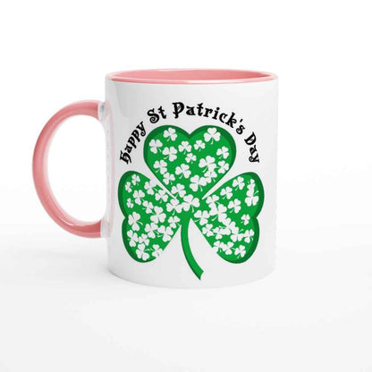 Happy St Patrick's Day Mug - Shamrock Design - Ceramic 250ml Coffee - Tea Cup - Dishwasher & Microwave Safe Irish celebration