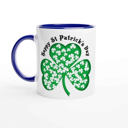 Happy St Patrick's Day Mug - Shamrock Design - Ceramic 250ml Coffee - Tea Cup - Dishwasher & Microwave Safe Irish celebration