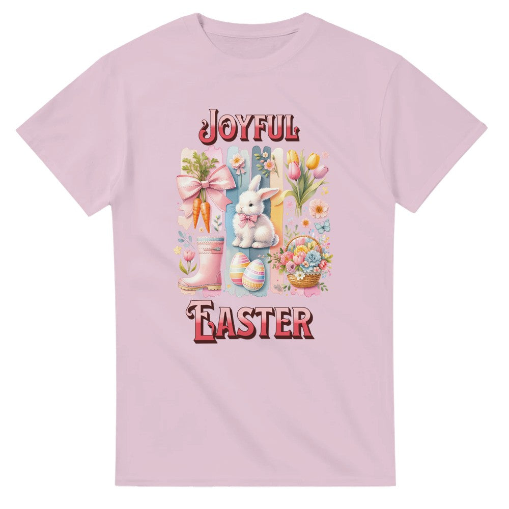 Joyful Easter T-Shirt | Cute Bunny & Egg Design | Perfect for Spring - Light Pink / S - T-shirt
