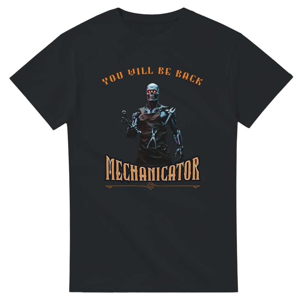 Funny Mechanic Terminator cotton T-shirt Gift for dad partner grandad - Black / S - Print Material