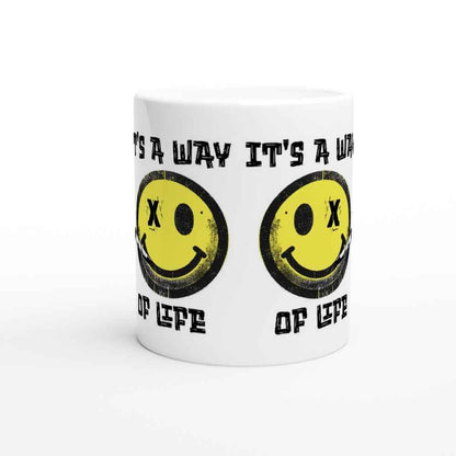Yellow Face Mug for Weed Smokers - Ceramic Coffee and Tea Cup, 'It's a Way of Life' Design