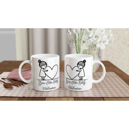 Romantic Mug 'You Are My Valentine' – Cute Heart Hugging Girl – Gift for Her