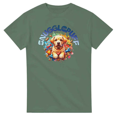 Cute Golden Retriever puppy Snugglepuff colourful T-shirt.