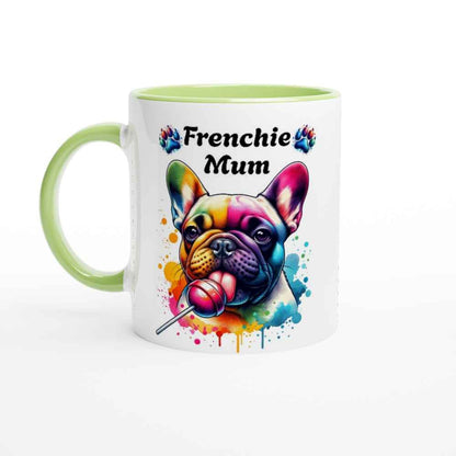 Frenchie Mum Ceramic Mug – French Bulldog Licking a Lollipop | Cute Gift for Frenchie Mums