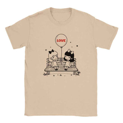 Heartfelt Friendship T-Shirt - Girls on Bench Balloon - Perfect Valentine Gift