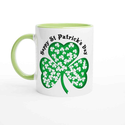 Happy St Patrick's Day Mug - Shamrock Design - Ceramic 250ml Coffee - Tea Cup - Dishwasher & Microwave Safe Irish celebration