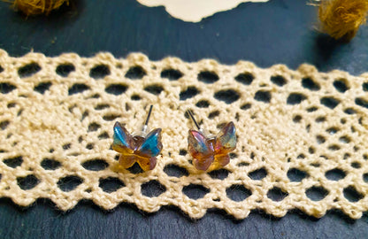 Blue & Pink Butterfly Resin Stud Earrings - J & I Vision
