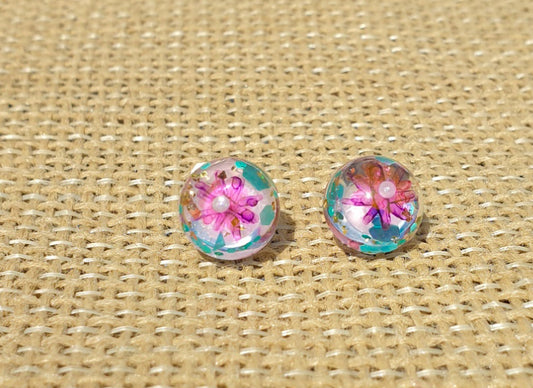 Floral Resin Stud Earrings