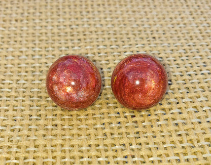 Red Shimmer Resin Stud Earrings - J & I Vision