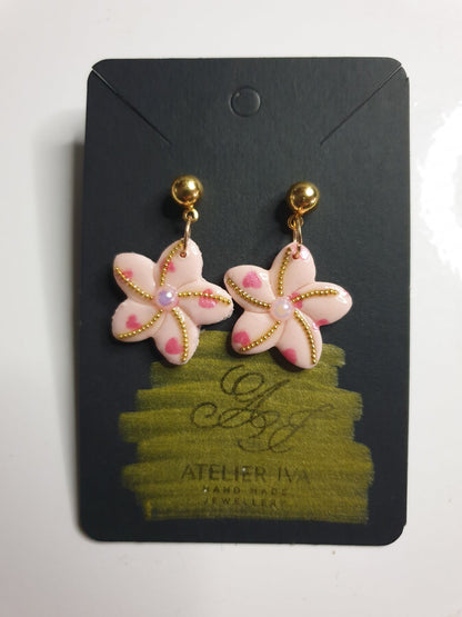 Pink Blossom Flower Dangle Earrings - J & I Vision