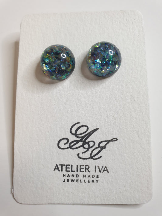 Holographic Galaxy Resin Stud Earrings