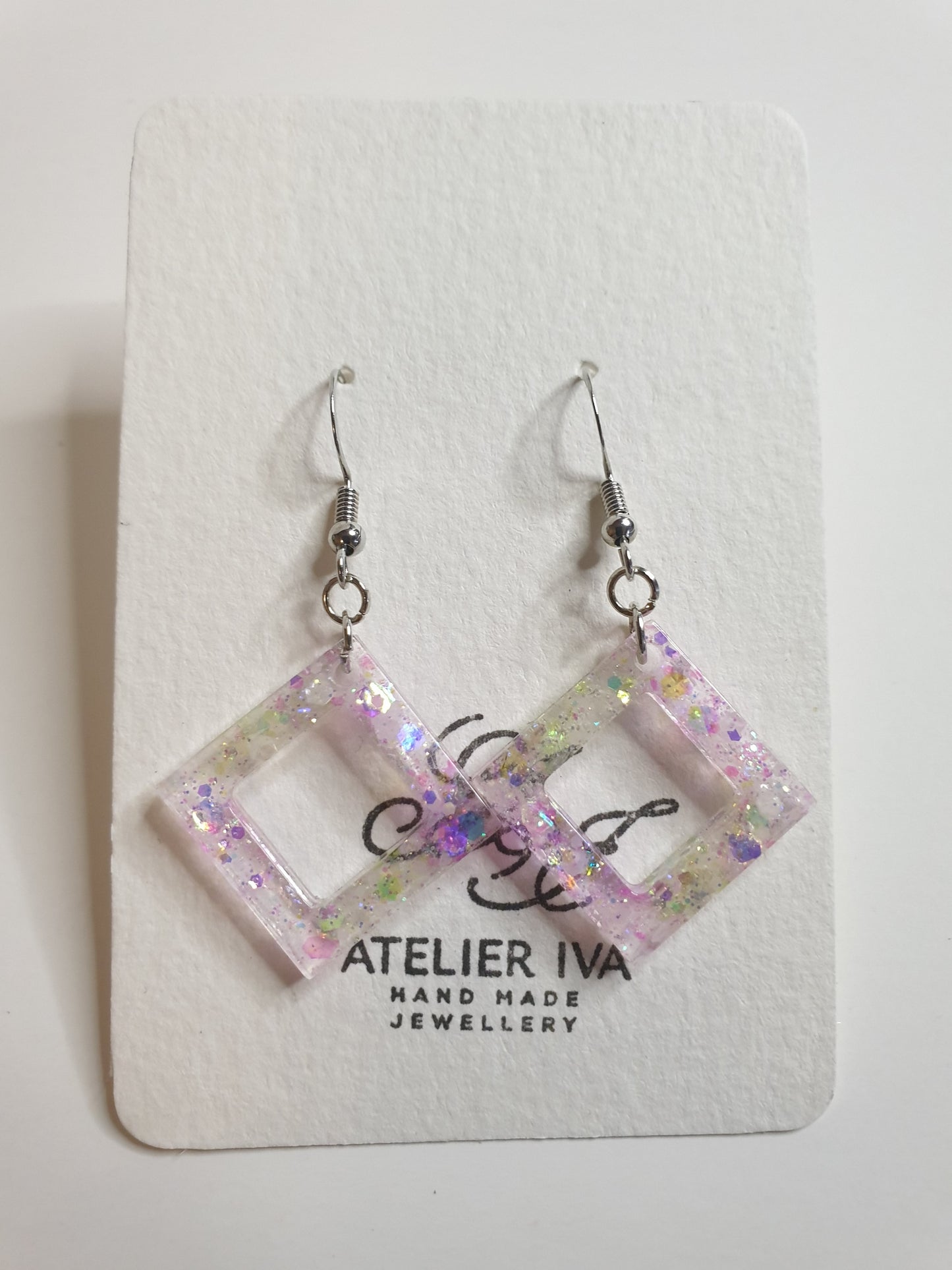 Pink & Yellow Holographic Glow-in-the-Dark Diamond Earrings