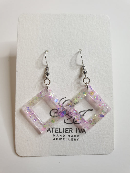 Pink & Yellow Holographic Glow-in-the-Dark Diamond Earrings