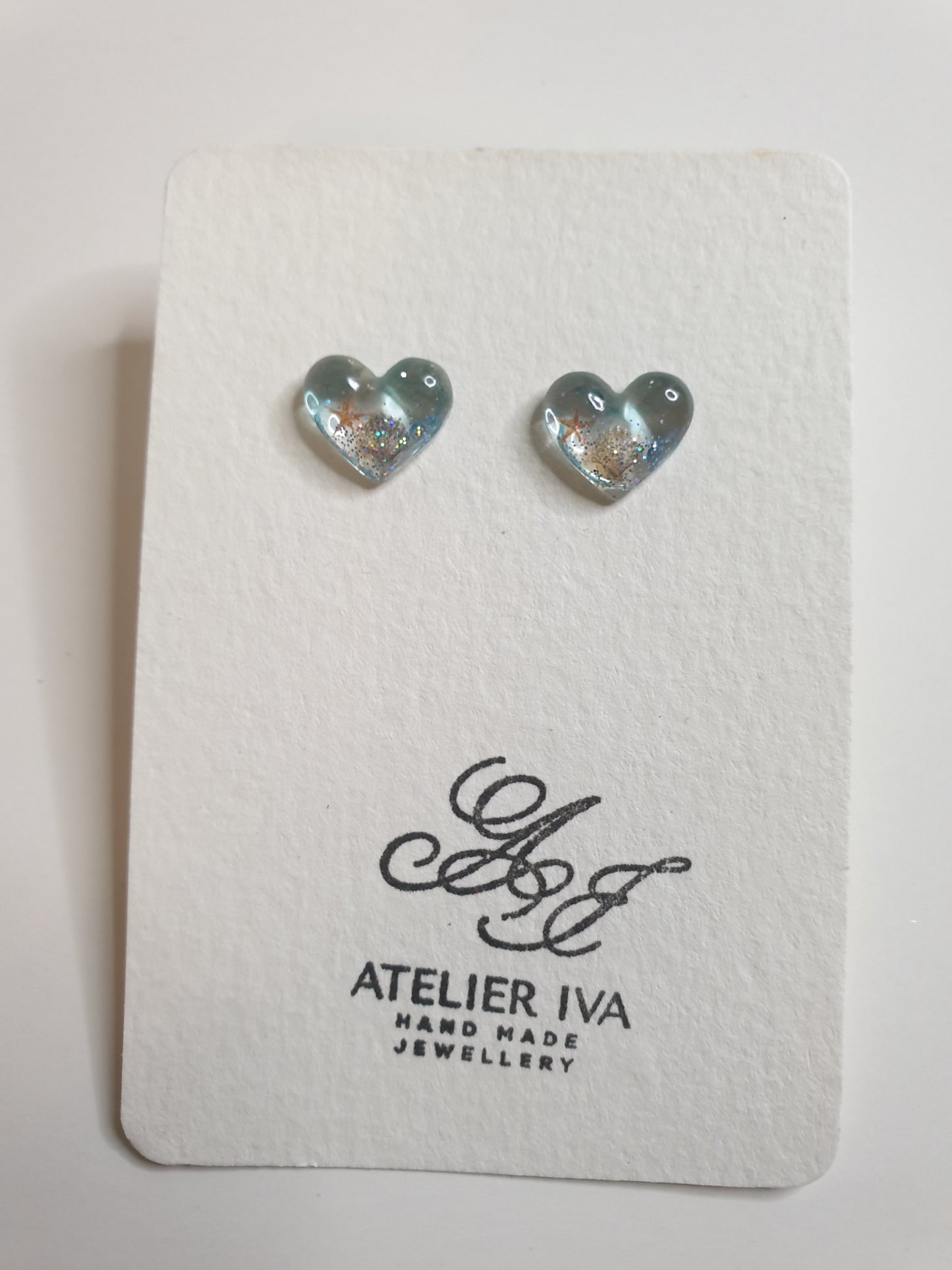 Ocean Heart Resin Stud Earrings
