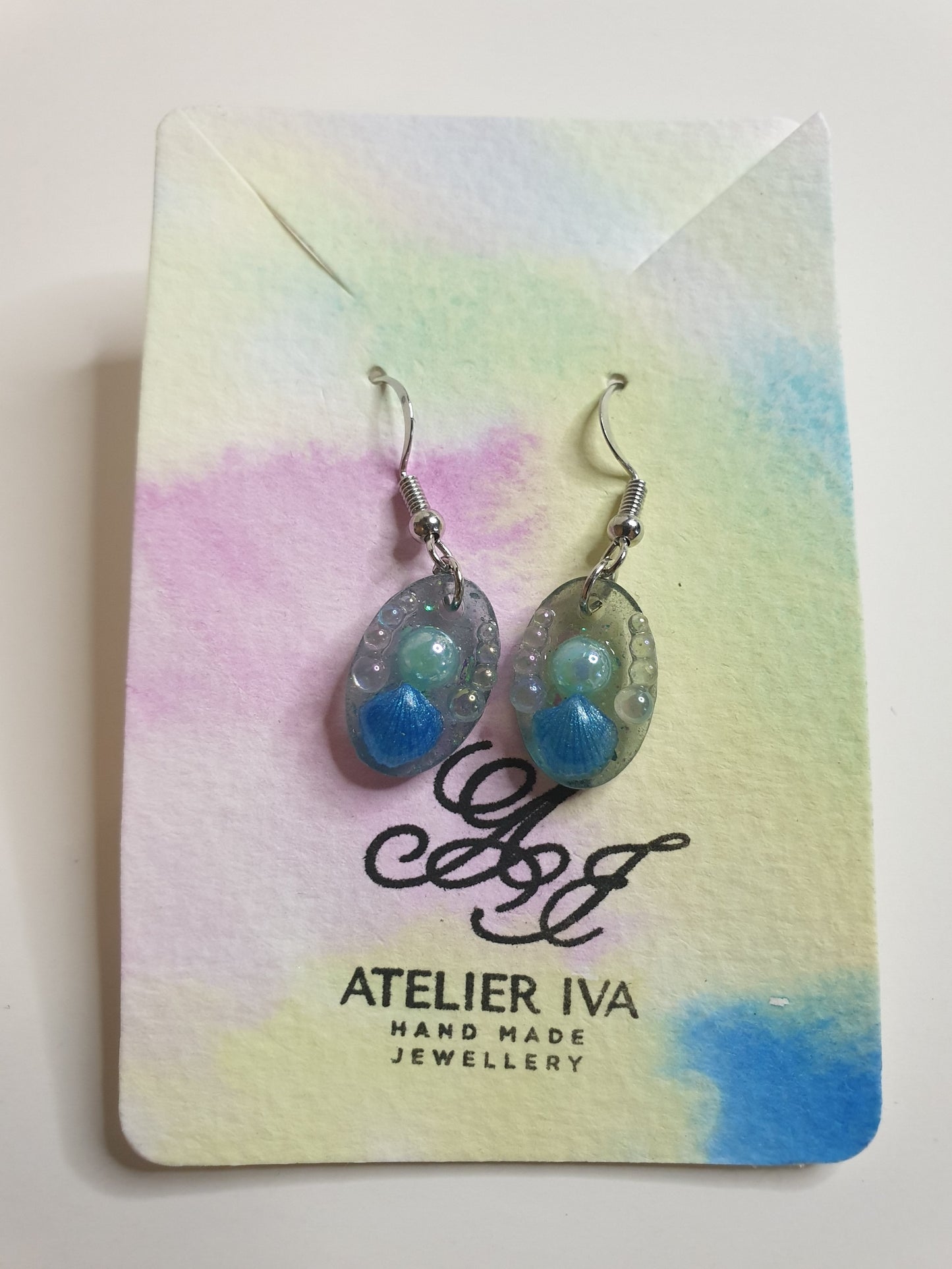 Ocean Pearl Resin Drop Earrings