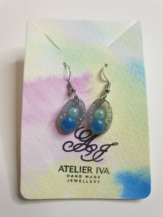 Ocean Pearl Resin Drop Earrings