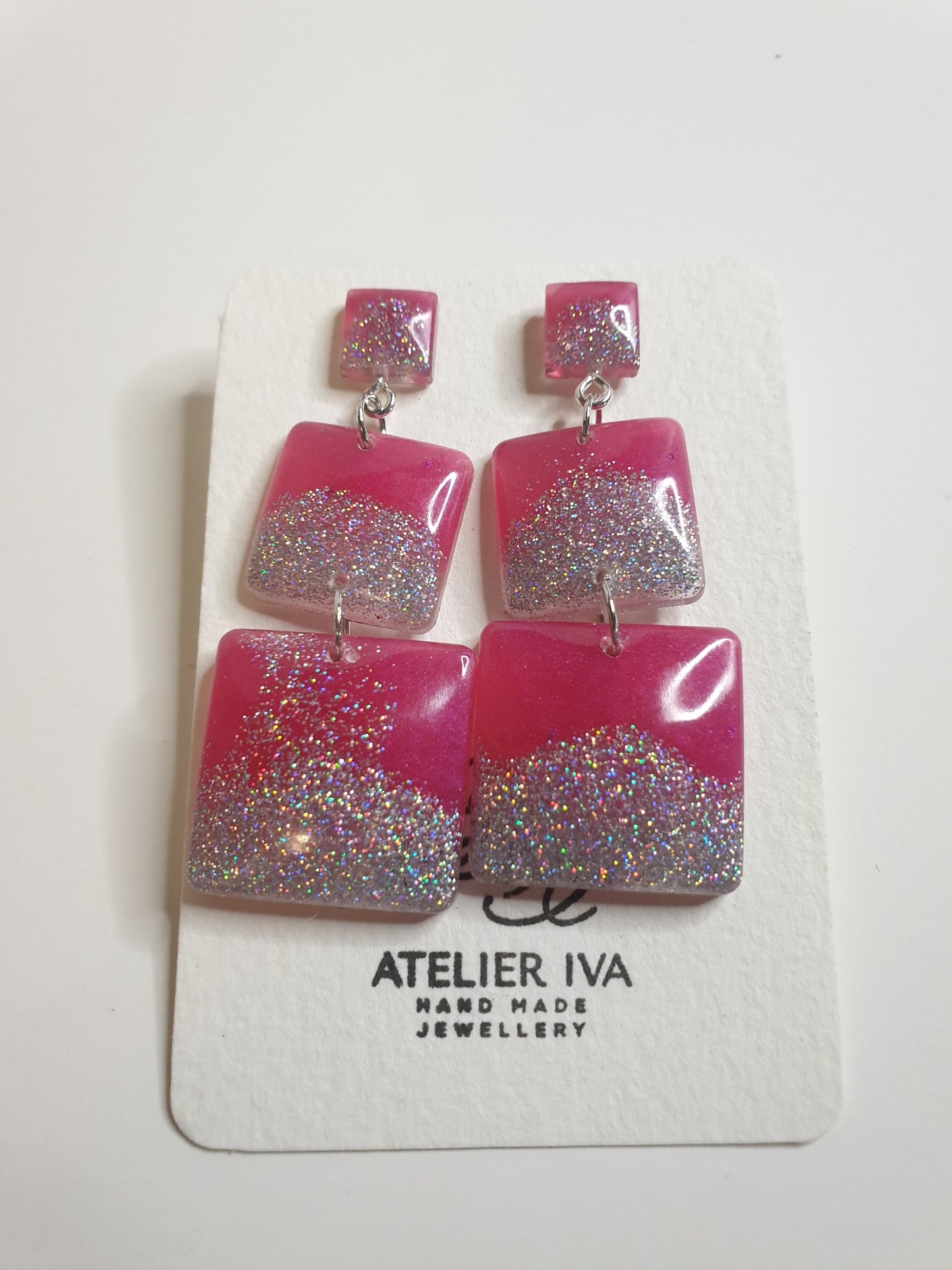 Summer Glitter Resin Dangle Earrings
