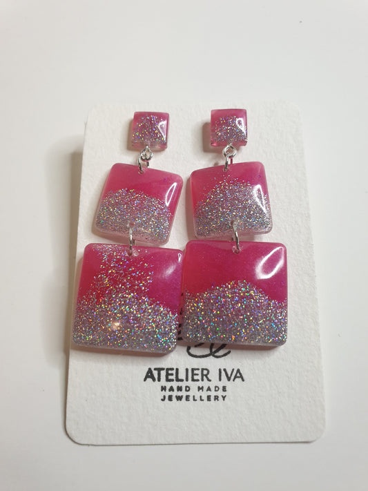 Summer Glitter Resin Dangle Earrings
