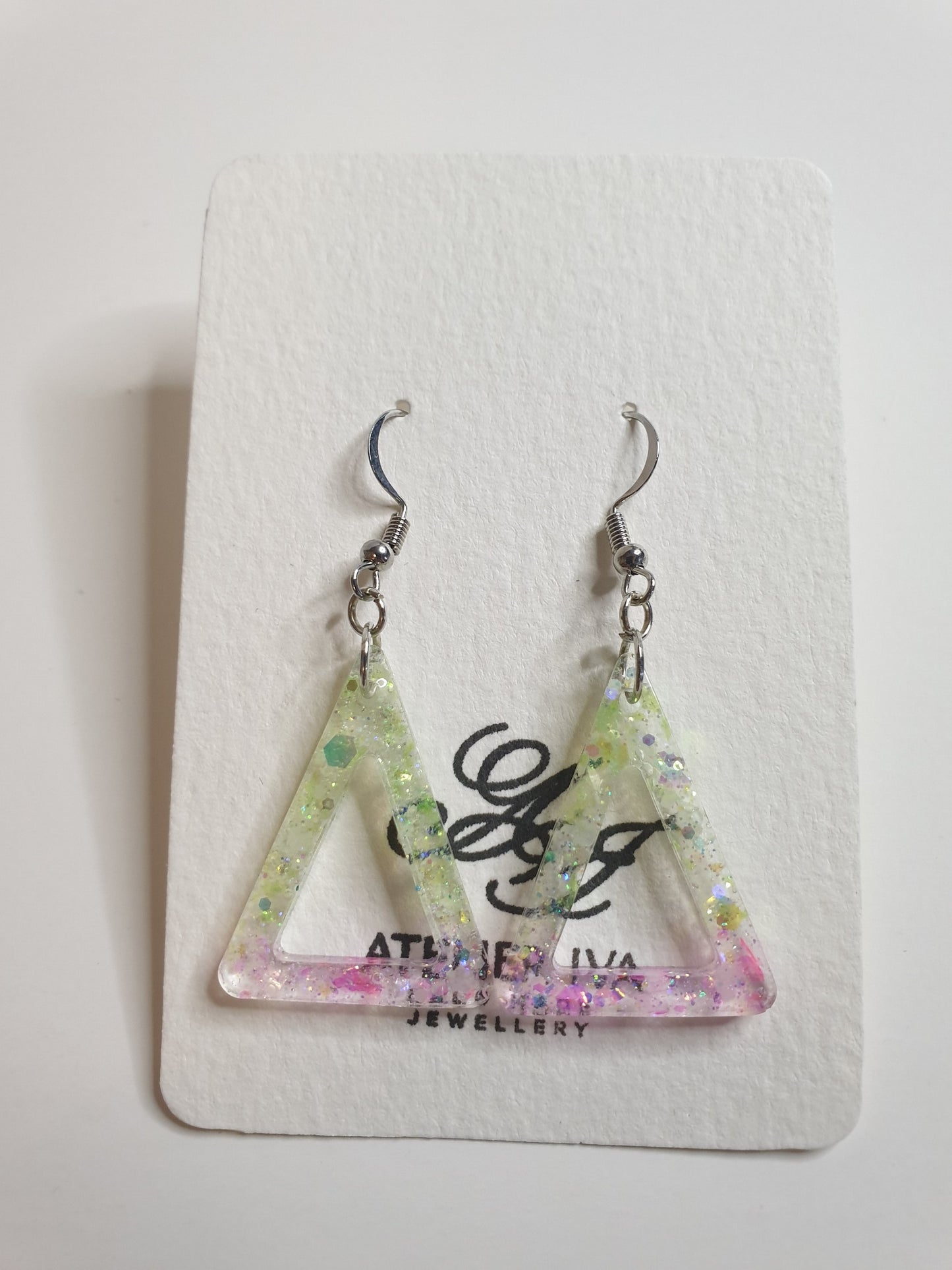 Holographic Glow-in-the-Dark Triangle Resin Earrings