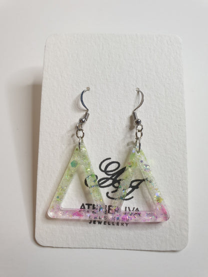 Holographic Glow-in-the-Dark Triangle Resin Earrings - J & I Vision