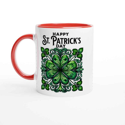Happy St Patrick's Day Mug - Shamrock for luck - Ceramic 250ml Coffee - Tea Cup - Dishwasher & Microwave Safe Irish celebration