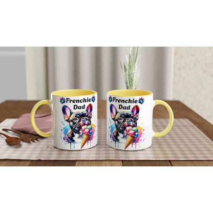 Frenchie Dad Ceramic Mug – French Bulldog Licking Ice Cream | Funny Gift for Frenchie Dads