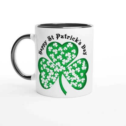 Happy St Patrick's Day Mug - Shamrock Design - Ceramic 250ml Coffee - Tea Cup - Dishwasher & Microwave Safe Irish celebration