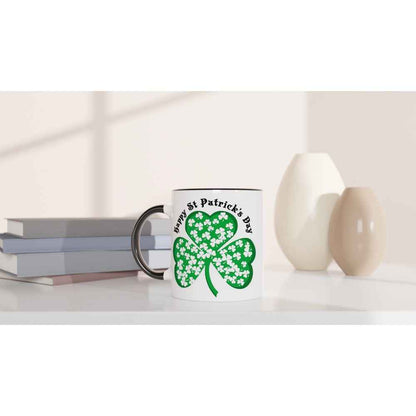 Happy St Patrick's Day Mug - Shamrock Design - Ceramic 250ml Coffee - Tea Cup - Dishwasher & Microwave Safe Irish celebration