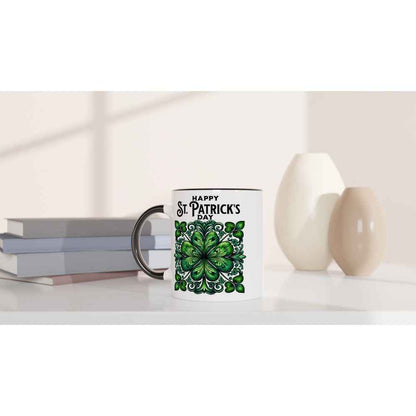Happy St Patrick's Day Mug - Shamrock for luck - Ceramic 250ml Coffee - Tea Cup - Dishwasher & Microwave Safe Irish celebration