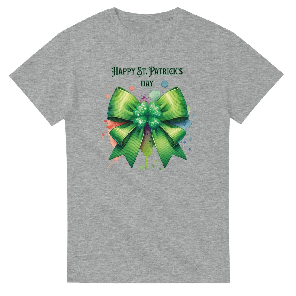 Unisex St Patrick’s Day Shamrock and Bow T-Shirt | Lucky Clover Tee | Perfect Gift - Sport Grey / S - T-shirt