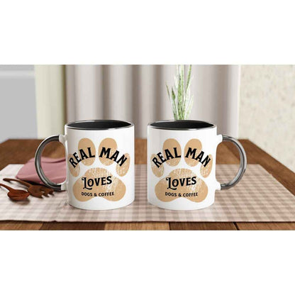 Real Men Love Dogs & Coffee 250ml Ceramic Mug – Funny Gift for Dog Dads & Coffee Lovers