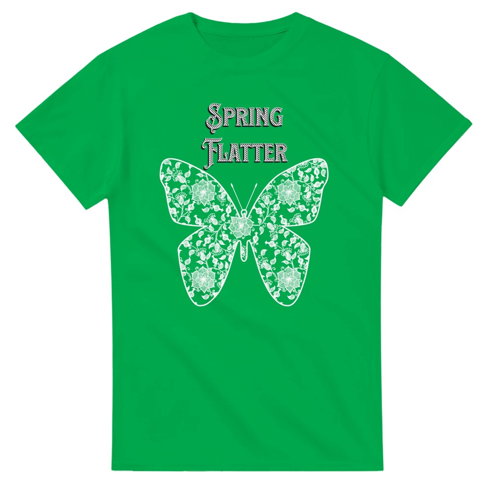 Cute Butterfly T-Shirt in lace style | Stylish 100% Cotton Tee | Casual Everyday Wear - Irish Green / S - T-shirt