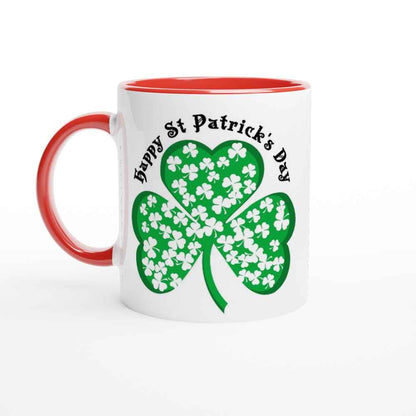 Happy St Patrick's Day Mug - Shamrock Design - Ceramic 250ml Coffee - Tea Cup - Dishwasher & Microwave Safe Irish celebration