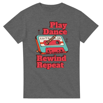 Retro Music Lovers T-Shirt - Play Dance Rewind Repeat - Vintage Audio Tee Funny cotton