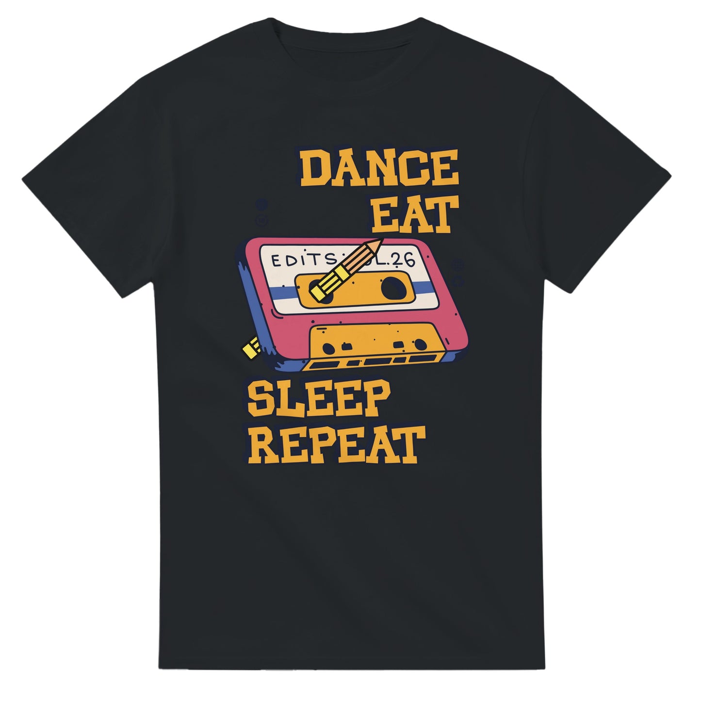 Retro Music Lovers T-Shirt - Dance Eat Sleep Repeat - Vintage Audio Tee for dancers - Black / S - T-shirt