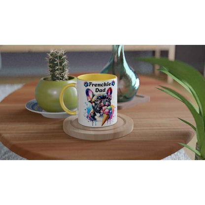 Frenchie Dad Ceramic Mug – French Bulldog Licking Ice Cream | Funny Gift for Frenchie Dads