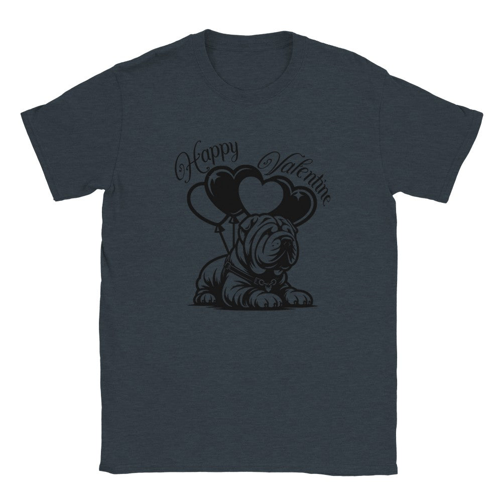 Romantic Shar Pei T-Shirt - Cute Valentine’s Gift - Soft Feel Tee - Heather Navy / S - T-shirt