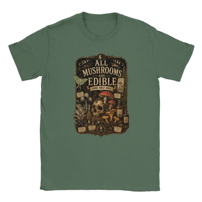 Dark academia mushroom lover T-shirt with vintage natural history style graphic. Graphic